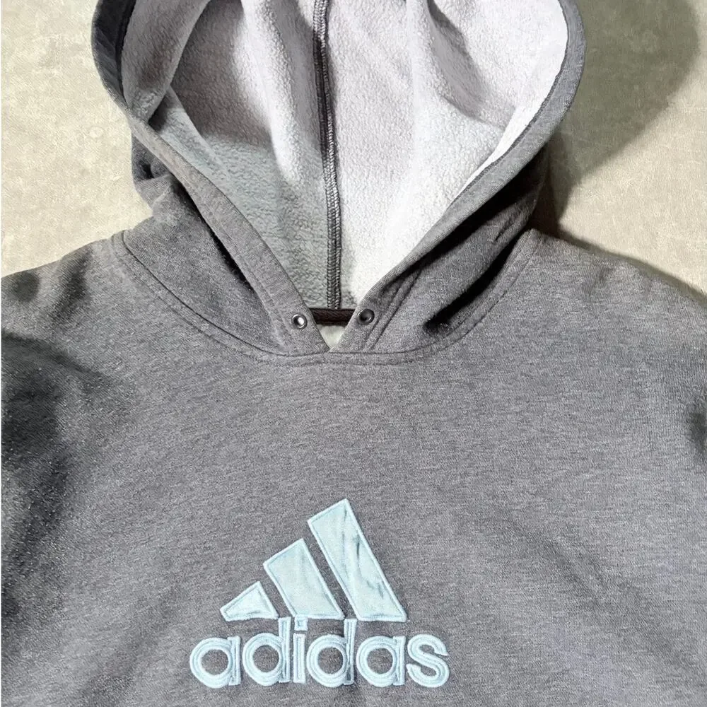 2000s Vintage Adidas Embroidered Grey Hoodie -XL